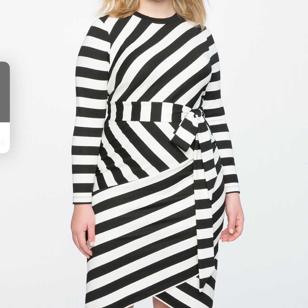 ELOQUII black and white bodycon block striped dress size 16